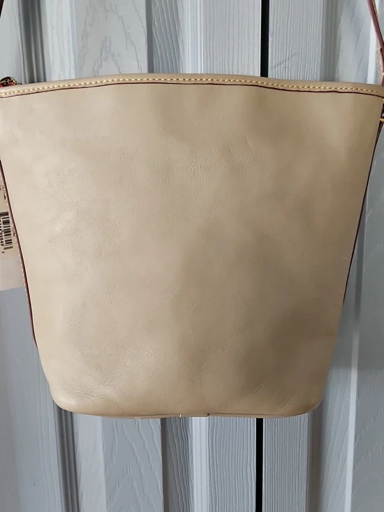 Classic Florentine Leather Dooney & Bourke Light Taupe Zip Sack Bag - Picture 4 of 10